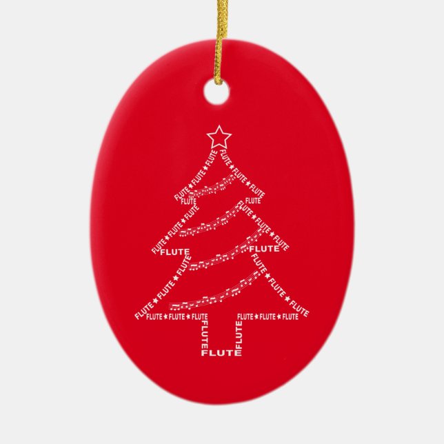  Flute Text Weihnachtsbaum    Keramik Ornament (Vorne)