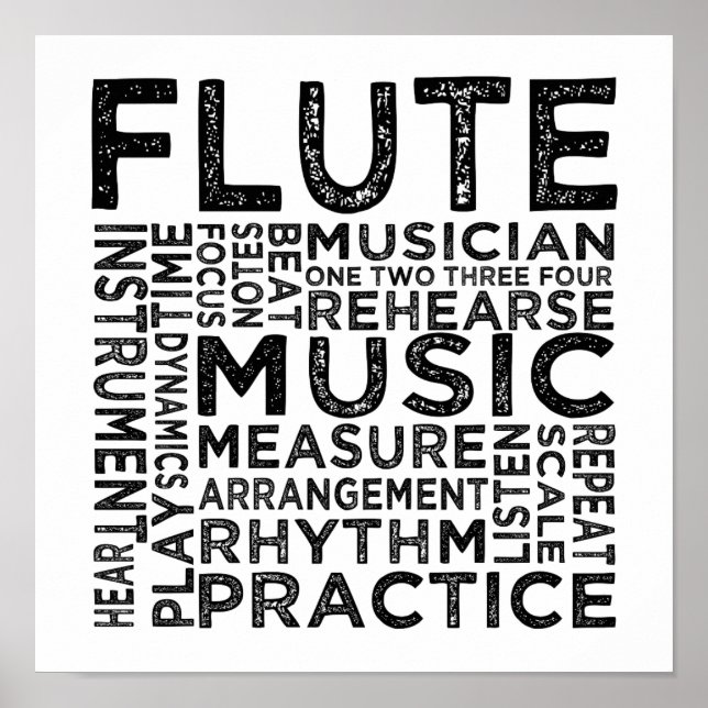 Flute Typografie Poster (Vorne)