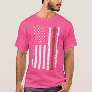 Flute Usa Flag Musiker Instrument Flutist Flute T-Shirt