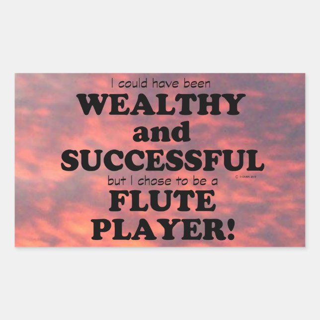 Flûte Wealthy & Réussite Sticker Rectangulaire (Devant)