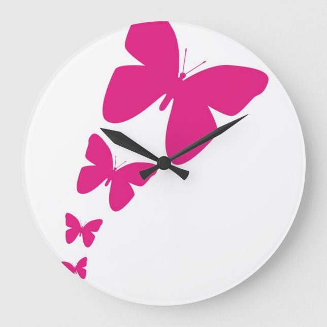 Flutende Schmetterlinge Große Wanduhr (Vorderseite)