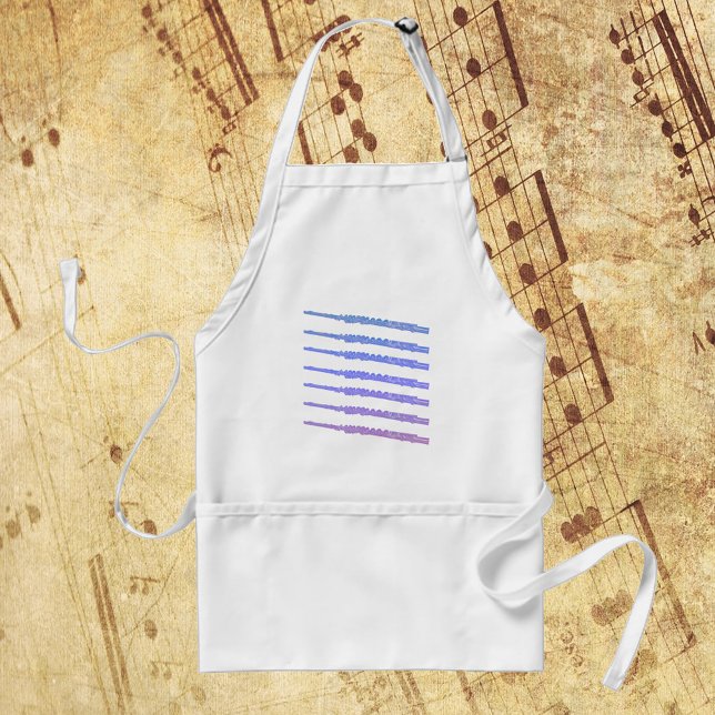Flutes Musical Pink Blue Lila Schürze (An apron with blue, pink and purple flutes.)