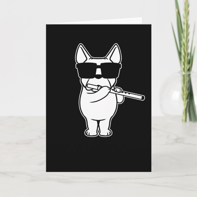 Flutist Flutplayer Hund mit Flute Karte (Vorderseite)
