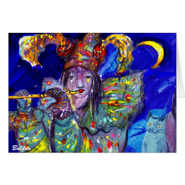 FLUTIST IN BLAU / Venezianische Karnevalsnacht (Vorderseite (Horizontal))