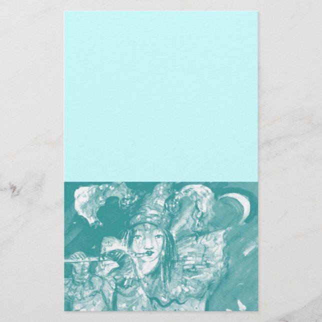 FLUTIST IN BLAU / Venezianische Karnevalsnacht Briefpapier (Vorderseite)