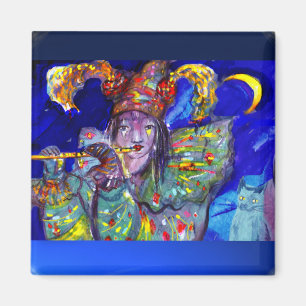 FLUTIST IN BLAU / Venezianische Karnevalsnacht Magnet