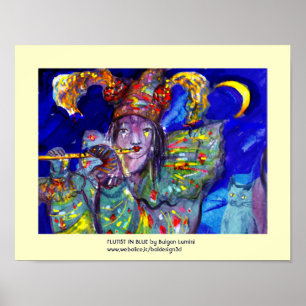 FLUTIST IN BLAU / Venezianische Karnevalsnacht Poster
