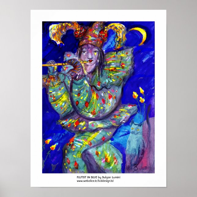 FLUTIST IN BLAU / Venezianische Karnevalsnacht Poster (Vorne)