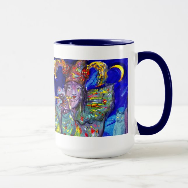 FLUTIST IN BLAU / Venezianische Karnevalsnacht Tasse (Rechts)