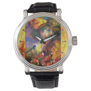 FLUTIST-PORTRÄT/venezianische Maskerade Armbanduhr