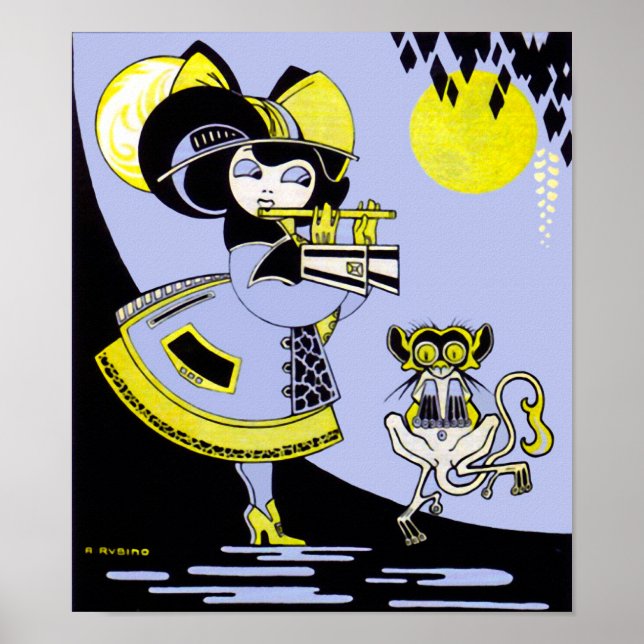 Flutist und Affe Poster (Vorne)