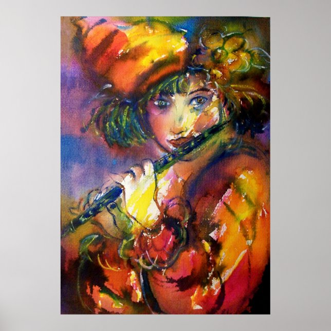 FLUTISTPORTRAIT / Venezianische Maskierung Poster (Vorne)