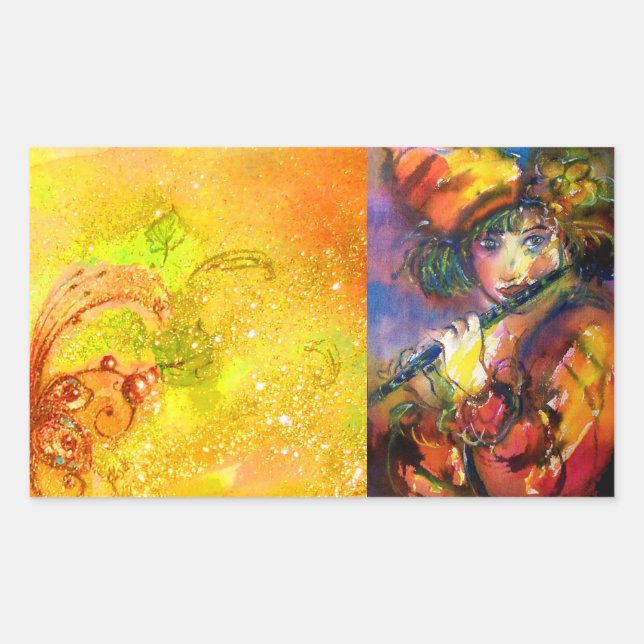 FLUTISTPORTRAIT / Venezianische Maskierung Rechteckiger Aufkleber (Vorderseite)