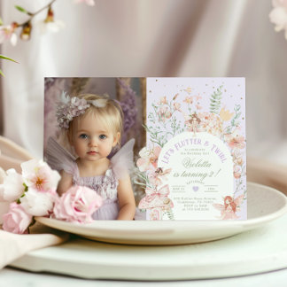 Flutter and Twirl Fairy princess Any Age BIrthday Einladung