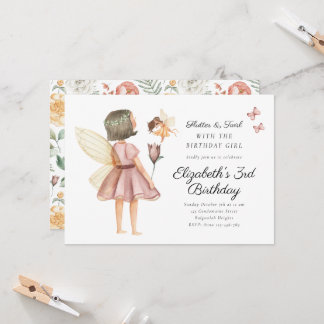 Flutter and Twirl Floral Fairy Birthday Party Einladung