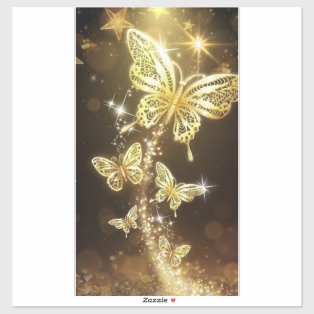 Flutter in Style: Custom Golden Butterfly Vinyl S Aufkleber (Blatt)