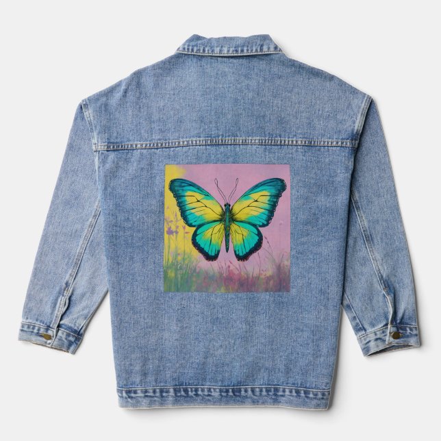 "Flutter in Style" oder "Flügel der Eleganz" Jeansjacke (Rückseite)
