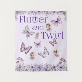 Flutter und Lila Party drehen Hintergrund Wandteppich