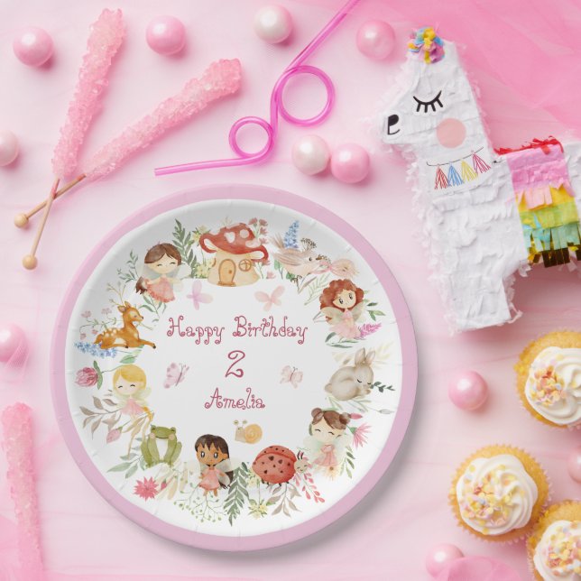 Flutter und Twirl Fairy Garden Geburtstag Pappteller (Party)
