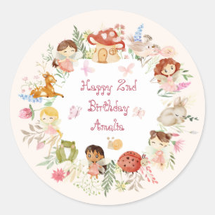 Flutter und Twirl Fairy Garden Geburtstag Runder Aufkleber