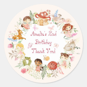 Flutter und Twirl Fairy Garden Geburtstag Vielen D Runder Aufkleber
