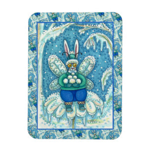 FLUTTERBUN WINTER WONDERLAND, FUNNY BUNNY RABBBIT MAGNET