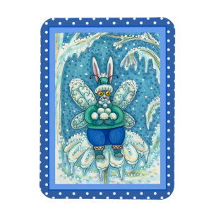 FLUTTERBUN WINTER WONDERLAND, FUNNY BUNNY RABBBIT MAGNET