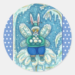 FLUTTERBUN WINTER WONDERLAND, FUNNY BUNNY RABBBIT RUNDER AUFKLEBER