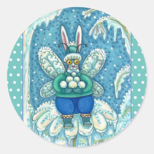 FLUTTERBUN WINTER WONDERLAND, FUNNY BUNNY RABBBIT RUNDER AUFKLEBER