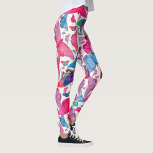 Flutterby Frühlings-Schmetterlinge auf Weiß Leggings