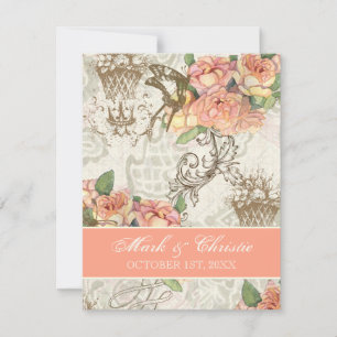 Flutterbyes 'n Rose Elegante Hochzeit Einladung