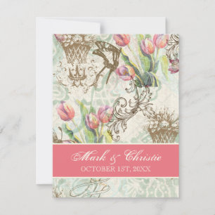 Flutterbyes 'n Tulips Elegante Hochzeit Einladung