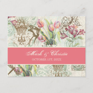 Flutterbyes 'n Tulips Elegante Wedding RSVP Card Karte