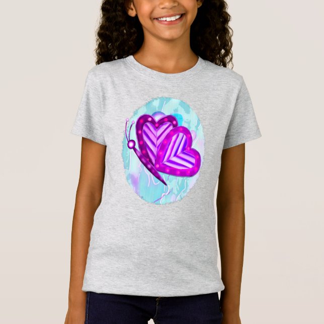 Flutterbys Valentines Folk Art KIDS NUR Design T-Shirt (Vorderseite)