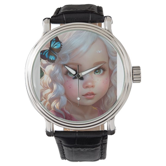 Flutterflügel: T - Shirt für Wasserfarben-Schmette Armbanduhr (Vorderseite)