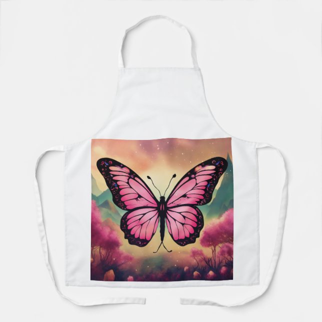 "Fluttering Elegance: Einzigartige Butterfly-Desig Schürze (Vorderseite)