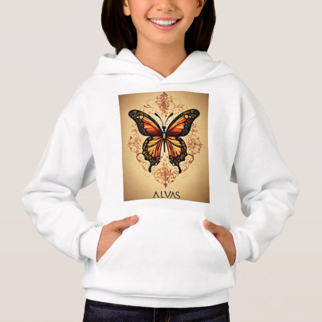 Fluttering Flügel: Künstlerische Schmetterlingsmus Hoodie (Vorderseite)