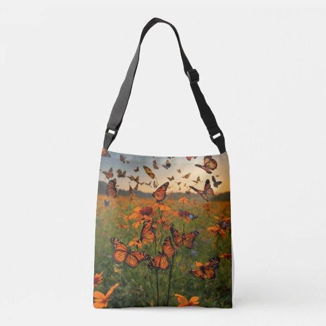 "Fluttering Meadow Elegante: Eine botanische Symph Tragetaschen Mit Langen Trägern (Rückseite)