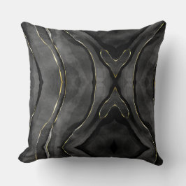 Flux d'or gris noir Abstrait oreiller à lancer