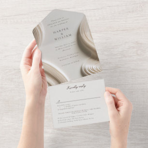 Flux sculpté Tout en un Mariage Invitation