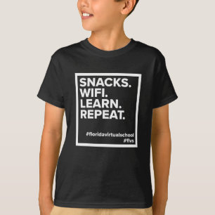 FLVS Snacks. WiFi. Lernen Sie. Repeat., Black T-Shirt