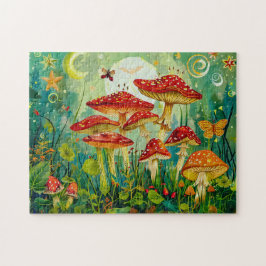 Fly Agariary Mushrooms unter Vollmondlicht