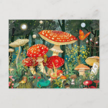 Fly Agariary Mushrooms unter Vollmondlicht
