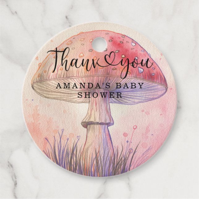Fly agarious Babydusche danke Geschenkanhänger (Vorderseite)