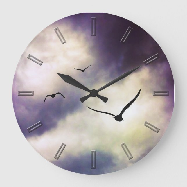 Fly Away bird wall clock Große Wanduhr (Vorderseite)