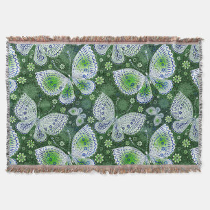 Fly Away Paisley Butterfly Print Green Decke