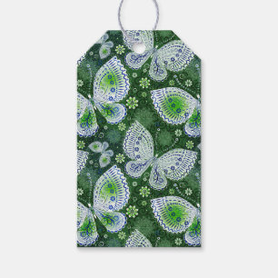 Fly Away Paisley Butterfly Print Green Geschenkanhänger