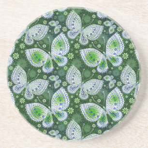 Fly Away Paisley Butterfly Print Green Getränkeuntersetzer