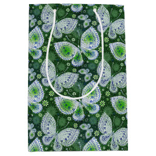 Fly Away Paisley Butterfly Print Green Mittlere Geschenktüte