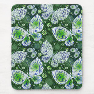 Fly Away Paisley Butterfly Print Green Mousepad